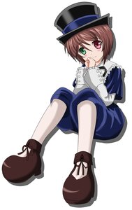 Rating: Safe Score: 0 Tags: 1girl blue_dress blush boots brown_hair dress frills full_body green_eyes hat heterochromia image long_sleeves looking_at_viewer red_eyes short_hair sitting smile solo souseiseki striped top_hat vertical_stripes white_legwear User: admin