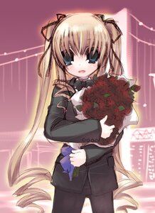 Rating: Safe Score: 0 Tags: 1girl :d blonde_hair blue_eyes blush bouquet bowtie cowboy_shot drill_hair flower hair_ribbon holding holding_bouquet image long_hair long_sleeves looking_at_viewer open_mouth ribbon rose shinku smile solo standing twin_drills twintails very_long_hair User: admin