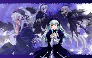 Rating: Safe Score: 0 Tags: 1girl black_wings closed_eyes dress finger_to_mouth flower frills hairband image long_hair long_sleeves looking_at_viewer multiple_views open_mouth ribbon silver_hair smile solo suigintou very_long_hair wings User: admin