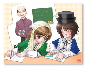 Rating: Safe Score: 0 Tags: 2girls :d ^_^ blush brown_hair closed_eyes dress green_eyes hat heterochromia image long_sleeves multiple_girls open_mouth pair red_eyes siblings sisters smile souseiseki suiseiseki top_hat twins User: admin