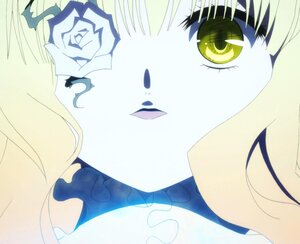 Rating: Safe Score: 0 Tags: 1girl bangs blonde_hair blue_flower close-up face flower image kirakishou looking_at_viewer rose solo yellow_eyes User: admin