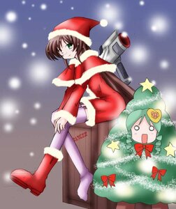 Rating: Safe Score: 0 Tags: 2girls boots brown_hair christmas green_eyes hat image multiple_girls santa_costume snow solo star_(symbol) suiseiseki User: admin