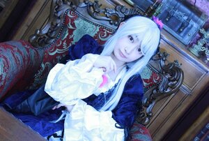 Rating: Safe Score: 0 Tags: 1girl dress indoors long_hair sitting solo traditional_media white_hair User: admin