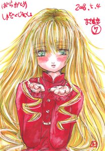 Rating: Safe Score: 0 Tags: 1girl bangs blonde_hair blush gloves image long_hair long_sleeves looking_at_viewer marker_(medium) shinku solo traditional_media upper_body User: admin