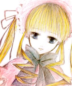 Rating: Safe Score: 0 Tags: 1girl bangs blonde_hair blue_eyes bonnet eyebrows_visible_through_hair image long_hair looking_at_viewer portrait ribbon shinku simple_background solo twintails upper_body white_background User: admin