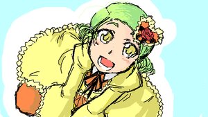 Rating: Safe Score: 0 Tags: 1girl :d blush dress flower frills green_hair hair_flower hair_ornament image kanaria long_sleeves looking_at_viewer neck_ribbon open_mouth ribbon sketch smile solo upper_body yellow_dress yellow_eyes User: admin