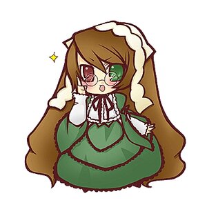 Rating: Safe Score: 0 Tags: 1girl blush brown_hair chibi dress frills full_body glasses green_dress green_eyes image lolita_fashion long_hair long_sleeves open_mouth solo sparkle suiseiseki very_long_hair User: admin