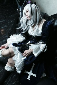 Rating: Safe Score: 0 Tags: 1girl dress frills gothic_lolita hairband lolita_fashion long_hair long_sleeves sitting solo suigintou white_hair User: admin