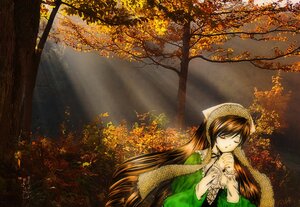 Rating: Safe Score: 0 Tags: 1girl auto_tagged autumn autumn_leaves brown_hair closed_eyes dress forest frills head_scarf image leaf long_hair long_sleeves maple_leaf nature outdoors sky solo suiseiseki tree very_long_hair User: admin