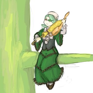 Rating: Safe Score: 0 Tags: 1girl costume_switch dress gloves green_eyes green_hair hat holding image sketch solo User: admin