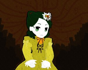 Rating: Safe Score: 0 Tags: 1girl closed_mouth dress flower green_eyes green_hair hair_flower hair_ornament image kanaria looking_at_viewer neck_ribbon ribbon solo upper_body yellow_dress User: admin