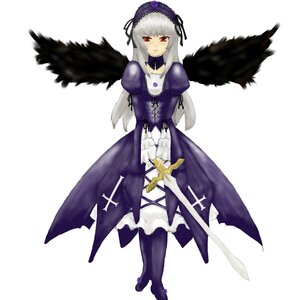 Rating: Safe Score: 0 Tags: 1girl black_wings boots dress frills full_body hairband image juliet_sleeves long_hair long_sleeves puffy_sleeves red_eyes ribbon rose silver_hair solo standing suigintou sword weapon white_background wings User: admin