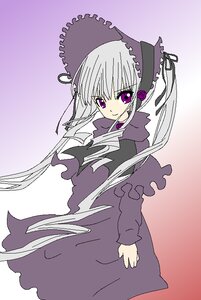 Rating: Safe Score: 0 Tags: 1girl costume_switch dress frills gradient gradient_background image long_hair long_sleeves looking_at_viewer purple_eyes rose silver_hair smile solo suigintou twintails User: admin