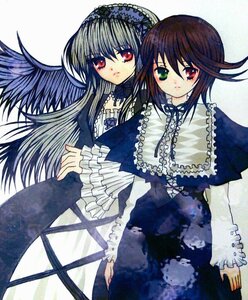 Rating: Safe Score: 0 Tags: 2girls black_wings brown_hair dress frills green_eyes hairband heterochromia image long_hair long_sleeves looking_at_viewer multiple_girls pair red_eyes siblings sisters souseiseki suigintou suiseiseki traditional_media twins wings User: admin