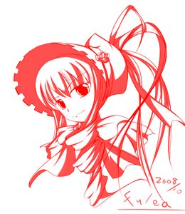 Rating: Safe Score: 0 Tags: 1girl blush image long_hair looking_at_viewer monochrome ponytail red_theme ribbon shinku smile solo striped striped_background vertical_stripes User: admin