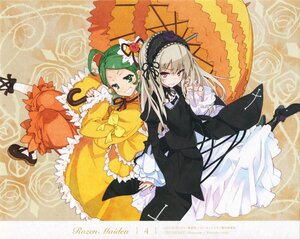 Rating: Safe Score: 0 Tags: 2girls dress flower frills green_eyes green_hair hairband image kanaria long_hair long_sleeves looking_at_viewer multiple_girls pair red_eyes rose shoes smile suigintou twintails User: admin