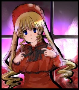 Rating: Safe Score: 0 Tags: 1girl black_border blonde_hair blue_eyes blush border bow bowtie chair dress drill_hair image letterboxed long_hair long_sleeves looking_at_viewer red_dress shinku sitting solo twin_drills twintails User: admin