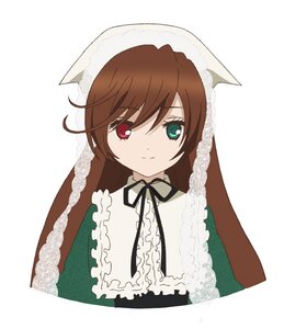 Rating: Safe Score: 0 Tags: 1girl bangs black_ribbon brown_hair closed_mouth dress frills green_dress green_eyes head_scarf heterochromia image long_hair long_sleeves looking_at_viewer red_eyes ribbon simple_background smile solo suiseiseki upper_body white_background User: admin