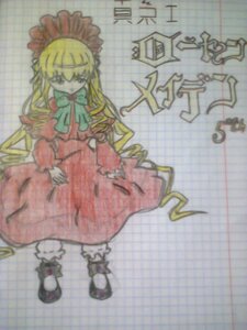 Rating: Safe Score: 0 Tags: 1girl blonde_hair bonnet bow bowtie dress full_body image long_hair long_sleeves photo red_dress shinku solo standing User: admin