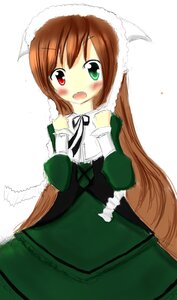 Rating: Safe Score: 0 Tags: 1girl blush brown_hair dress frills green_dress green_eyes hat heterochromia image long_hair long_sleeves looking_at_viewer open_mouth red_eyes simple_background solo suiseiseki twintails very_long_hair white_background User: admin