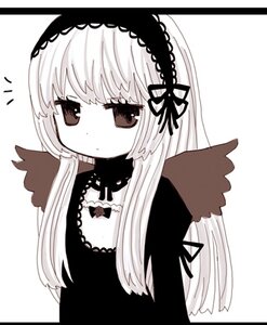 Rating: Safe Score: 0 Tags: 1girl bangs black_wings closed_mouth dress eyebrows_visible_through_hair feathered_wings hairband image letterboxed long_hair long_sleeves looking_at_viewer monochrome ribbon simple_background solo suigintou upper_body very_long_hair white_background wings User: admin