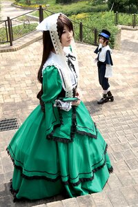 Rating: Safe Score: 0 Tags: 1boy blue_dress brown_hair crossdressing dress green_dress hat long_sleeves multiple_cosplay outdoors pavement tagme tile_floor User: admin