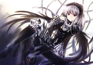 Rating: Safe Score: 0 Tags: 1girl abudala black_legwear black_wings commentary_request crossed_legs doll_joints dress flower frills hairband image joints lolita_fashion lolita_hairband long_hair long_sleeves looking_at_viewer purple_eyes red_eyes rose rozen_maiden silver_hair sitting smile solo suigintou very_long_hair wings User: admin