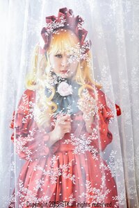 Rating: Safe Score: 0 Tags: 1girl blonde_hair blue_eyes curtains dress flower long_hair shinku snow solo User: admin