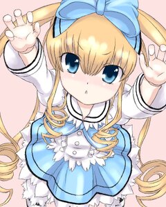 Rating: Safe Score: 0 Tags: 1girl blonde_hair blue_eyes blush bow breasts dress drill_hair from_above hair_bow image long_hair long_sleeves looking_at_viewer lowres outstretched_arms outstretched_hand ribbon rozen_maiden saga_inu shinku solo very_long_hair User: admin