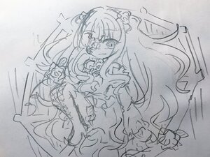 Rating: Safe Score: 0 Tags: 1girl dress frills greyscale image kirakishou long_hair long_sleeves looking_at_viewer monochrome sketch solo traditional_media very_long_hair User: admin