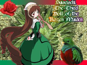 Rating: Safe Score: 0 Tags: 1girl brown_hair dress drill_hair flower food frills fruit green_dress green_eyes heterochromia image long_hair long_sleeves looking_at_viewer red_eyes rose smile solo suiseiseki twin_drills very_long_hair watering_can User: admin