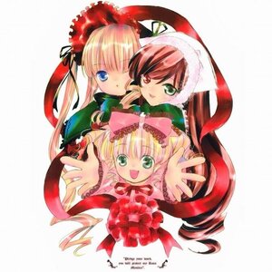 Rating: Safe Score: 0 Tags: 3girls :d blonde_hair blue_eyes bow brown_hair dress drill_hair green_eyes hat heterochromia image long_hair long_sleeves looking_at_viewer multiple multiple_girls one_eye_closed open_mouth outstretched_arm outstretched_hand pink_bow red_eyes shinku simple_background smile suiseiseki tagme twin_drills twintails white_background User: admin