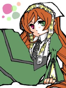 Rating: Safe Score: 0 Tags: 1girl auto_tagged brown_hair dress green_dress green_eyes heterochromia image long_hair long_sleeves looking_at_viewer red_eyes ribbon simple_background solo suiseiseki upper_body very_long_hair User: admin