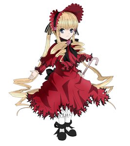 Rating: Safe Score: 0 Tags: 1girl black_footwear blonde_hair blue_eyes bonnet bow bowtie dress drill_hair flower full_body image long_hair long_sleeves looking_at_viewer red_dress rose shinku shoes simple_background solo torn_clothes twintails white_background User: admin