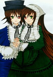 Rating: Safe Score: 0 Tags: 2girls blue_dress brown_hair dress frills green_dress green_eyes hat head_scarf heterochromia holding_hands image interlocked_fingers long_hair long_sleeves looking_at_viewer multiple_girls pair red_eyes ribbon short_hair siblings sisters smile souseiseki suiseiseki top_hat twins very_long_hair User: admin