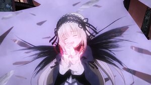 Rating: Safe Score: 0 Tags: 1girl :d bangs black_dress black_ribbon black_wings building closed_eyes dress feathers frilled_sleeves frills hairband image long_hair long_sleeves open_mouth outdoors ribbon silver_hair solo suigintou very_long_hair wings User: admin
