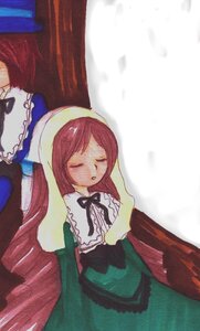 Rating: Safe Score: 0 Tags: 1girl closed_eyes dress frills image long_hair long_sleeves ribbon sleeping solo suiseiseki swept_bangs User: admin