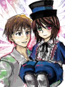 Rating: Safe Score: 0 Tags: 1boy 1girl blue_dress brown_hair dress green_eyes hat heterochromia image long_sleeves looking_at_viewer short_hair siblings sisters smile solo souseiseki suiseiseki top_hat twins User: admin