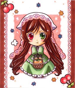 Rating: Safe Score: 0 Tags: 1girl :t apple auto_tagged brown_hair chibi dress eating food frills fruit green_eyes hat heterochromia image long_hair long_sleeves looking_at_viewer pout red_eyes solo strawberry suiseiseki very_long_hair User: admin