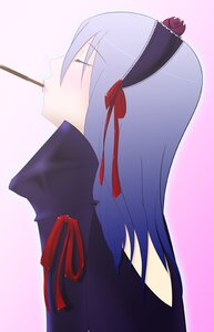 Rating: Safe Score: 0 Tags: 1girl blush closed_eyes food gradient_background hair_ribbon image long_hair red_ribbon ribbon solo suigintou User: admin