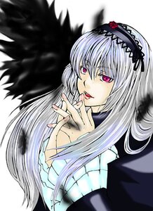 Rating: Safe Score: 0 Tags: 1girl black_wings feathers fingernails frilled_sleeves frills hairband image long_hair long_sleeves looking_at_viewer pink_eyes silver_hair simple_background solo suigintou white_background wings User: admin