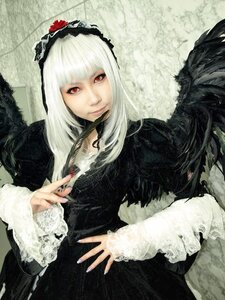 Rating: Safe Score: 0 Tags: 1girl bangs black_dress black_wings blunt_bangs closed_mouth dress feathered_wings feathers frills gothic_lolita hairband lace lolita_fashion long_hair long_sleeves looking_at_viewer nail_polish red_eyes solo suigintou white_hair wings User: admin