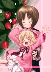 Rating: Safe Score: 0 Tags: 2girls apple blonde_hair bloomers blush brown_hair cherry closed_eyes dress food fruit grapes hina_ichigo hinaichigo holding_fruit image kashiwaba_tomoe long_sleeves multiple_girls open_mouth short_hair smile solo strawberry tomato underwear watermelon User: admin