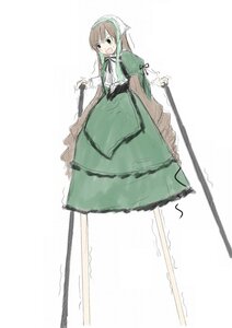 Rating: Safe Score: 0 Tags: 1girl :d brown_hair dress full_body green_dress green_eyes image juliet_sleeves long_hair long_sleeves open_mouth puffy_sleeves ribbon simple_background smile solo standing suiseiseki very_long_hair white_background User: admin