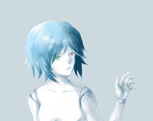 Rating: Safe Score: 0 Tags: 1girl blue_hair collarbone green_eyes heterochromia image looking_at_viewer pale_skin red_eyes short_hair simple_background solo souseiseki striped upper_body User: admin