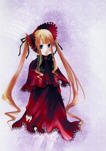 Rating: Safe Score: 0 Tags: 1girl blonde_hair blue_eyes bonnet bow bowtie capelet dress flower green_bow image long_hair long_sleeves looking_at_viewer red_dress rose shinku solo twintails very_long_hair User: admin