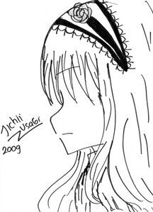 Rating: Safe Score: 0 Tags: 1girl bangs closed_mouth eyebrows_visible_through_hair flower greyscale image long_hair monochrome profile rose simple_background solo suigintou white_background User: admin