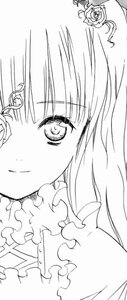 Rating: Safe Score: 0 Tags: 1girl bangs blush closed_mouth eyebrows_visible_through_hair frills greyscale image kirakishou long_hair looking_at_viewer monochrome smile solo User: admin