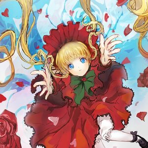 Rating: Safe Score: 0 Tags: 1girl blonde_hair bloomers blue_eyes bow bowtie dress flower green_bow green_neckwear image long_hair long_sleeves looking_at_viewer petals pink_flower pink_rose red_capelet red_dress red_flower red_rose rose rose_petals shinku shoes solo twintails underwear User: admin