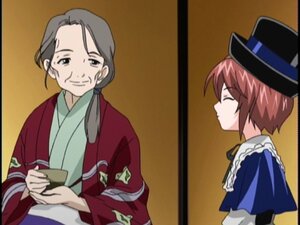 Rating: Safe Score: 0 Tags: 1boy 2girls closed_eyes cup hat image japanese_clothes kimono long_sleeves multiple_girls ponytail short_hair simple_background solo souseiseki tate_eboshi top_hat User: admin